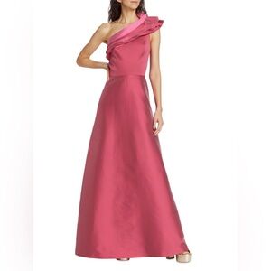 Rickie Freeman Teri Jon Pink Coral One-Shoulder Gown 16 $960 - READ DESCRIPTION